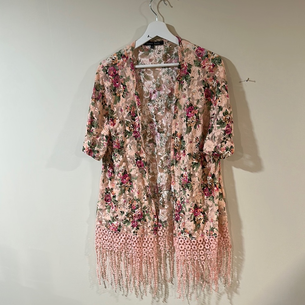Floral Fringe Kimono
